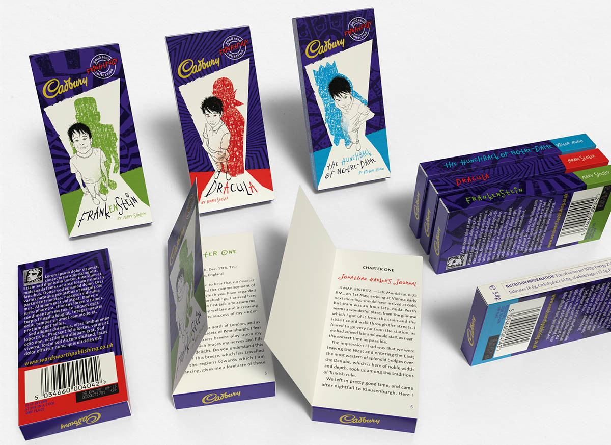 Packaging design for Cadbury and Wordsworth Publishing